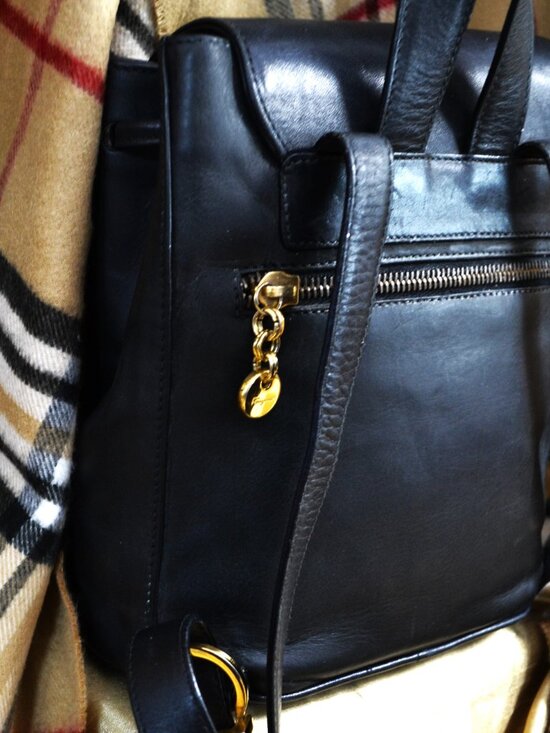 Salvatore Ferragamo Black Nubeck Calf Leather Backpack Gold Hardware Signed Bow main image 5